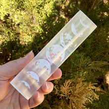 Load image into Gallery viewer, Moon Phases Satin Spar Selenite Bar