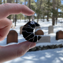 Load image into Gallery viewer, Obsidian Crescent Moon Pendant
