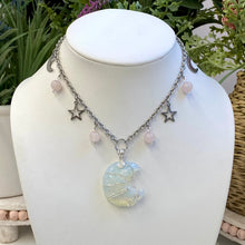 Load image into Gallery viewer, Opalite &amp; Rose Quartz Charmed Moon Choker
