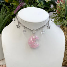 Load image into Gallery viewer, Rose Quartz &amp; Clear Quartz Charmed Moon Choker
