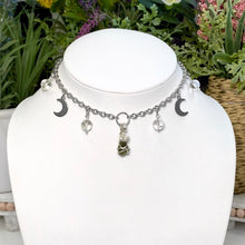 Load image into Gallery viewer, Moldavite &amp; Clear Quartz Charmed Moon Choker
