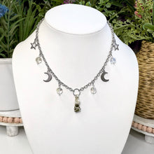 Load image into Gallery viewer, Moldavite &amp; Clear Quartz Charmed Moon Choker
