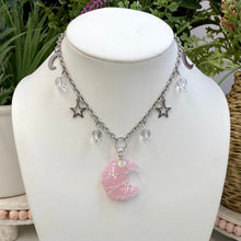 Load image into Gallery viewer, Rose Quartz &amp; Clear Quartz Charmed Moon Choker
