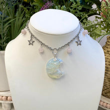 Load image into Gallery viewer, Opalite &amp; Rose Quartz Charmed Moon Choker
