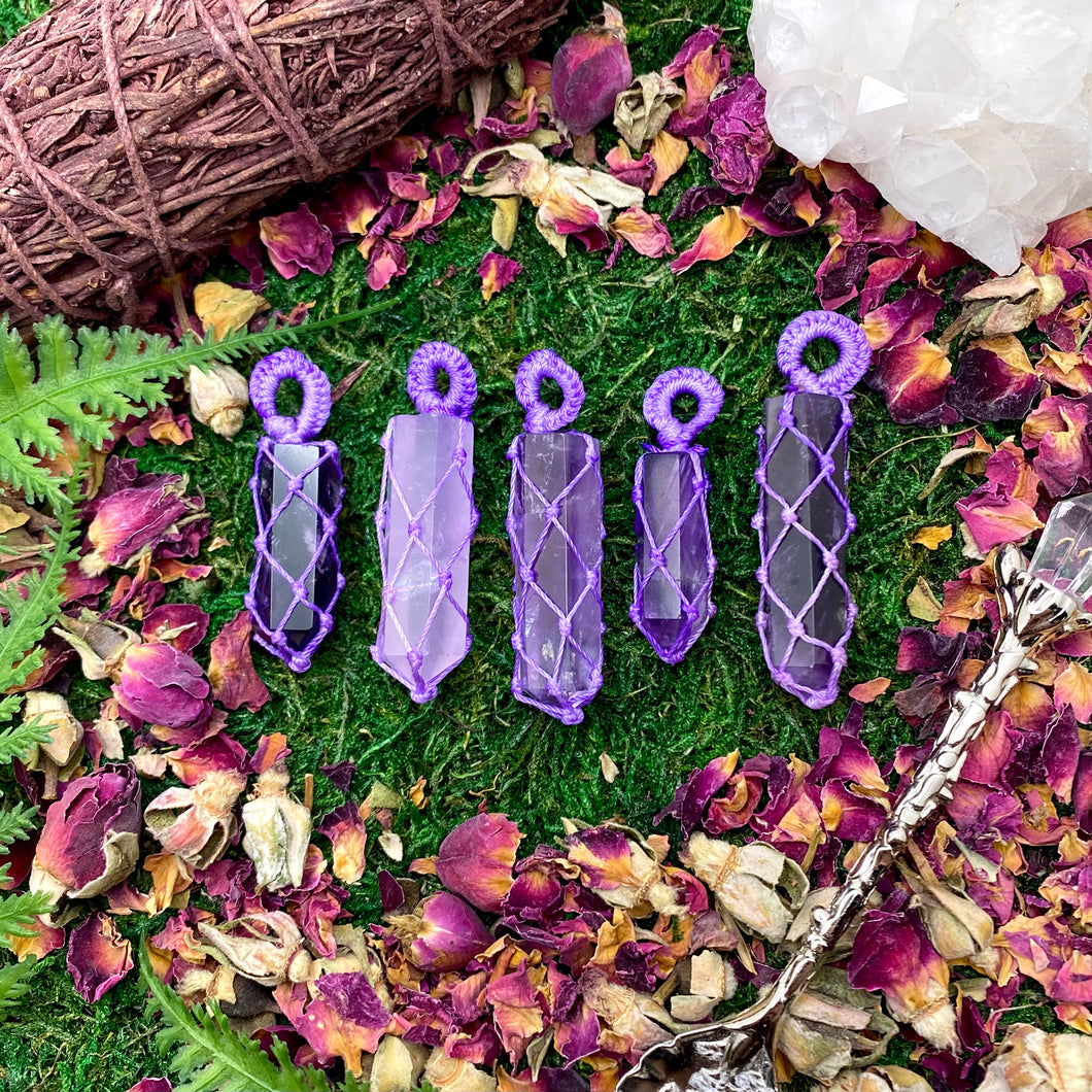 Amethyst Macrame Pendant