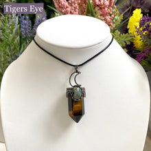 Load image into Gallery viewer, Labradorite Crystal Point Moon Pendant
