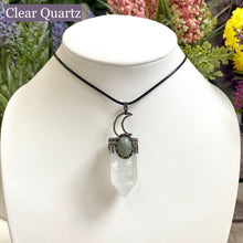 Load image into Gallery viewer, Labradorite Crystal Point Moon Pendant
