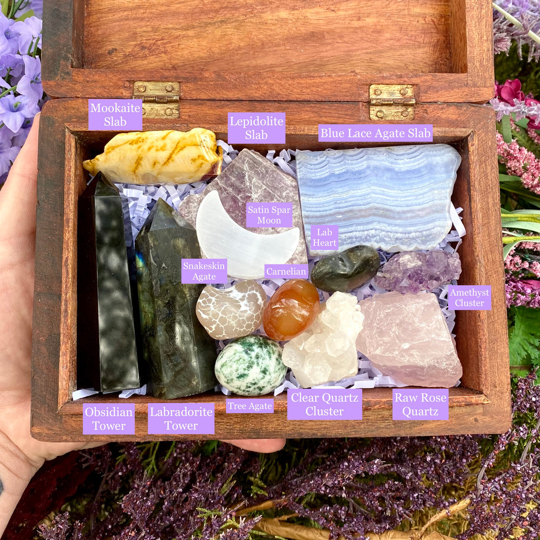 Floral Pentagram Crystal Bundle Box