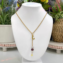 Load image into Gallery viewer, Super 7 &amp; Clear Quartz Gold Y Necklace
